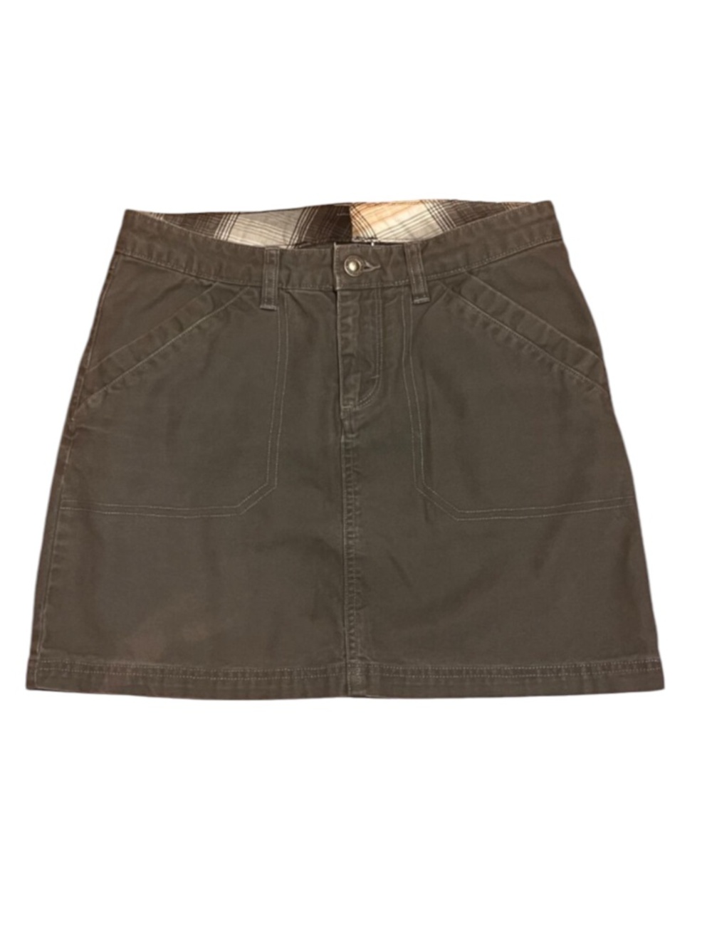 PATAGONIA Gray Prairie Dawn Mini Skirt Organic Canvas Cotton Pockets Outdoors 0